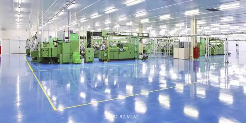 Sàn nhà xưởng sau vệ sinh