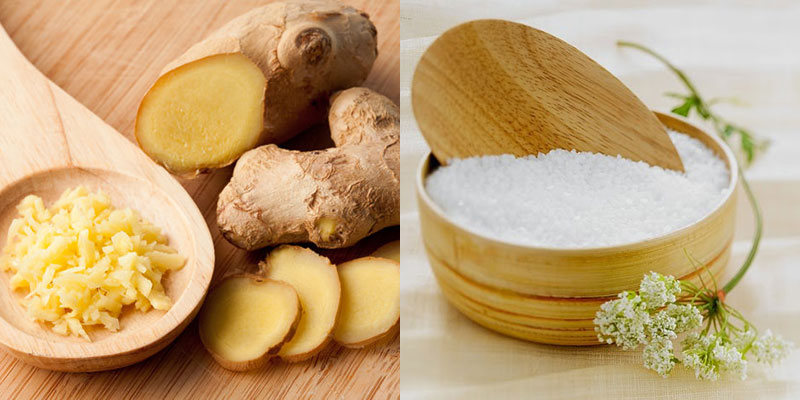 Dùng gừng và muối ấm trị hôi chân hiệu quả