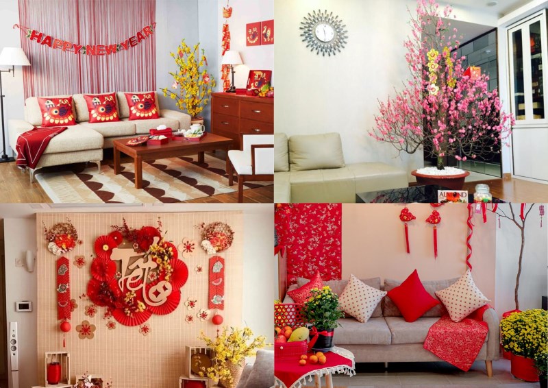 Trang trí phòng khách ngày Tết